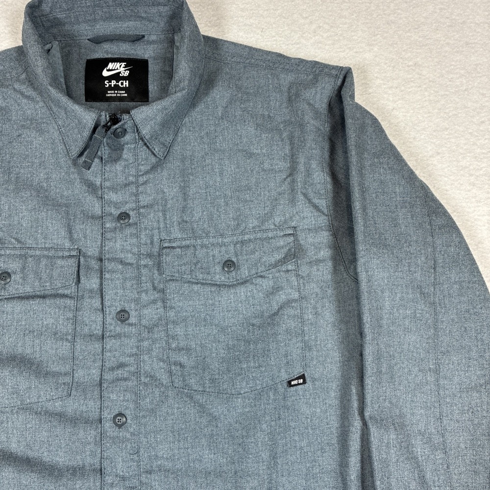 Nike SB Dimension Flannel Magnet Grey Mens Small Swoosh Snowboarding Skate - Picture 5 of 16